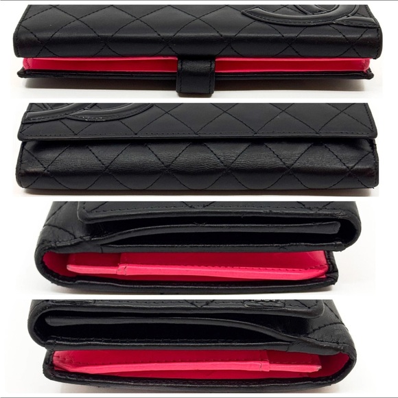 🖤 CHANEL Cambon Line Bifold Long Wallet Coco Matelasse Leather Black Authentic - Picture 10 of 14